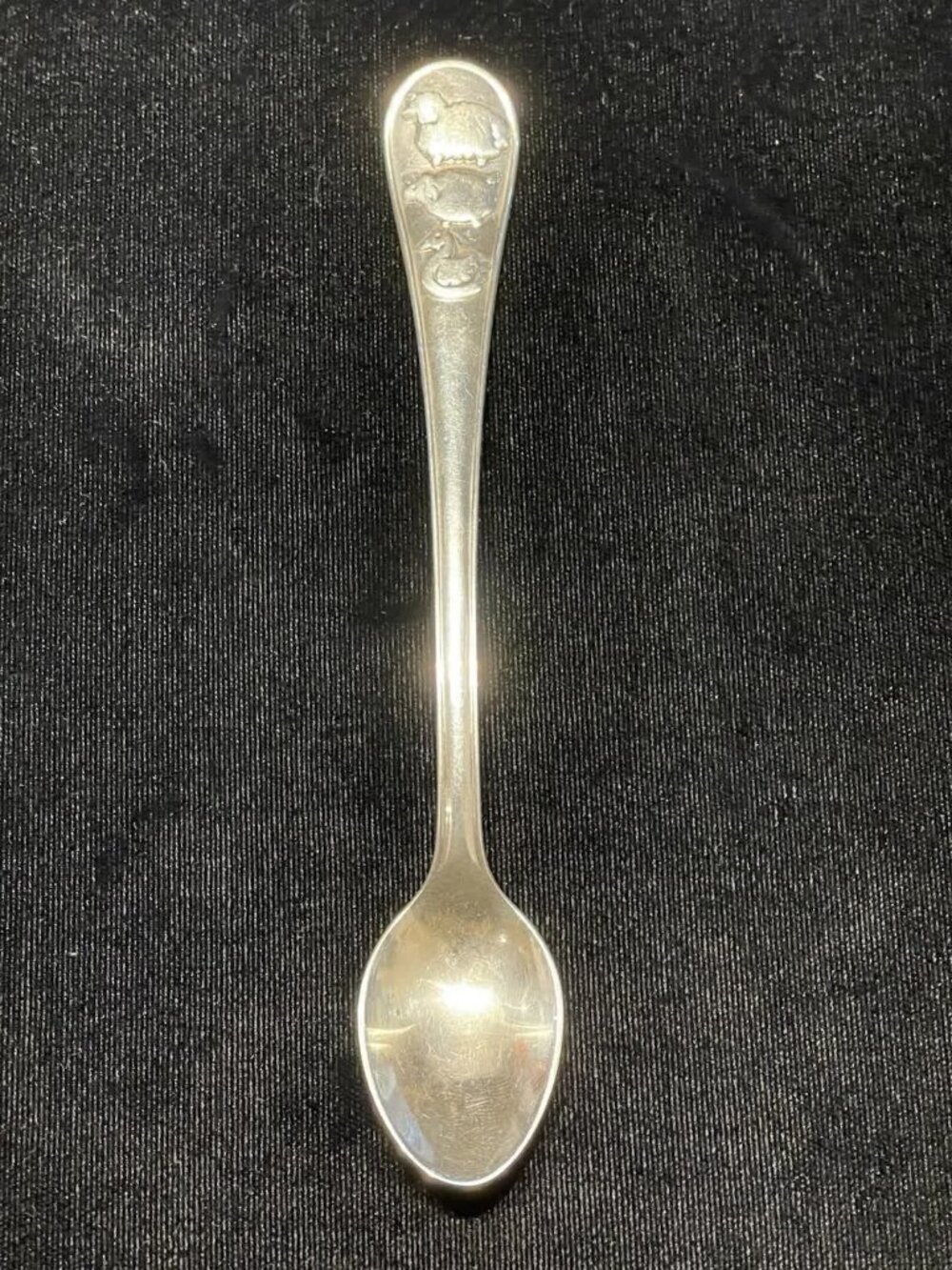 Tiffany & Co. sterling silver infant spoon With Farm Animals Sheep, Pig, Duck